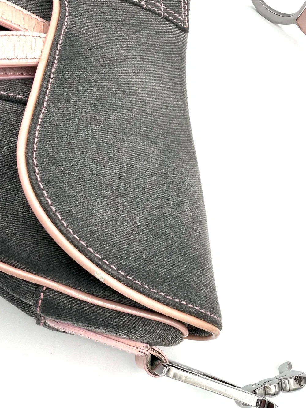 Dior Gray and Pink Galliano Saddle Bag - Picture 11 of 15
